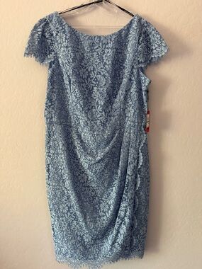 Vince Camuto Light Blue Floral Lace Midi Sheath Dress